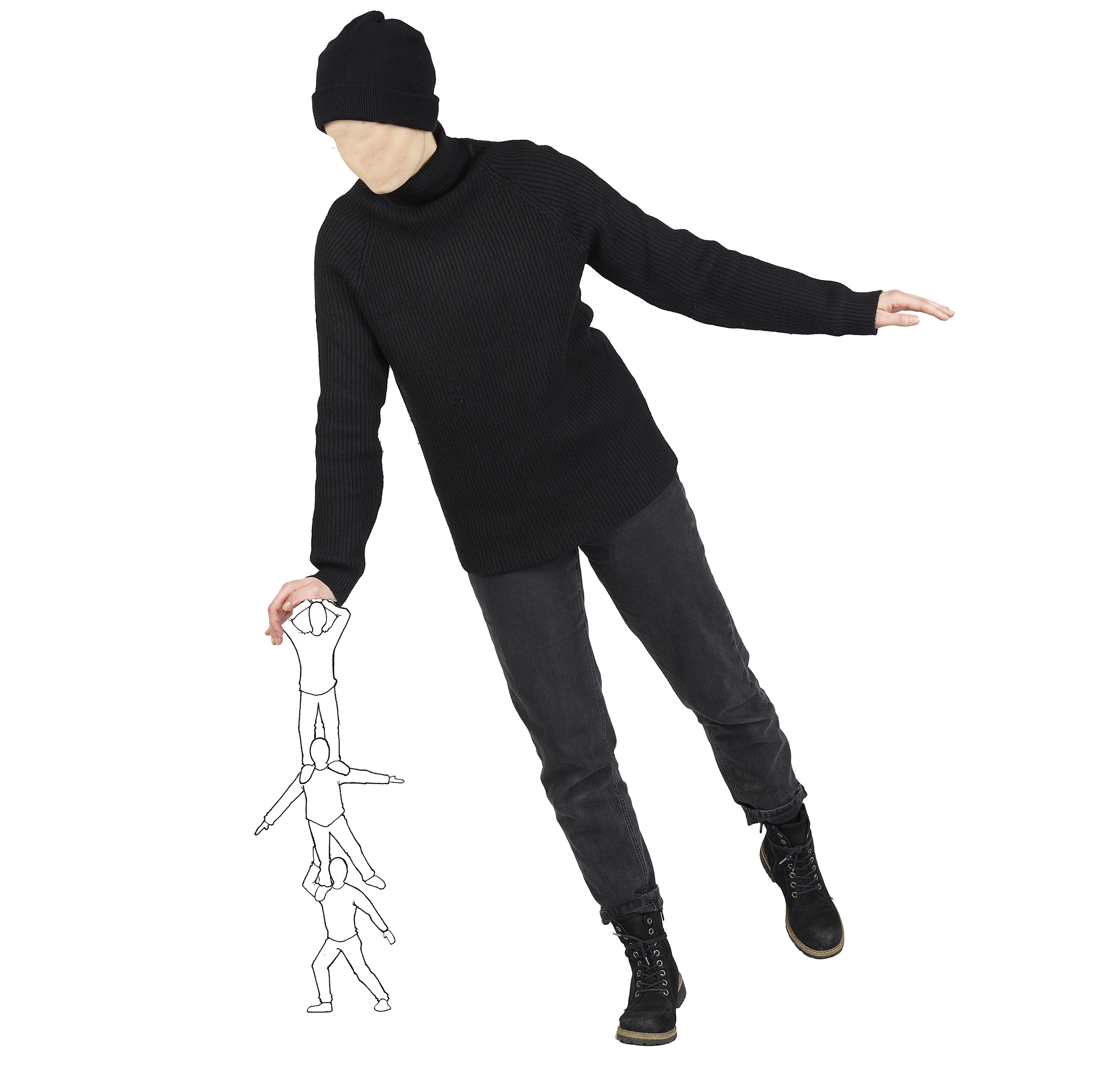 nachgestellte Zeichnung Kafkas