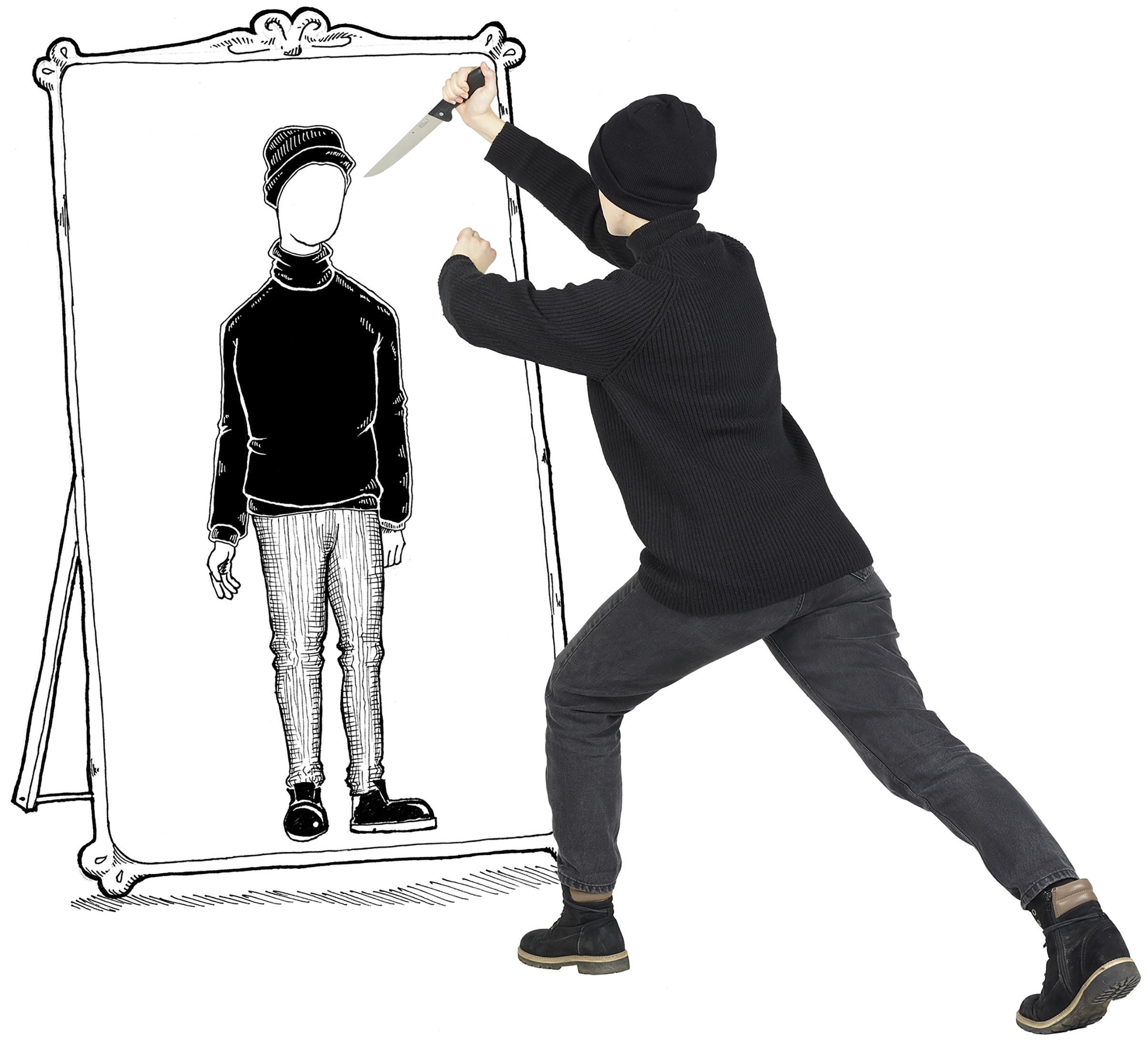 nachgestellte Zeichnung Kafkas